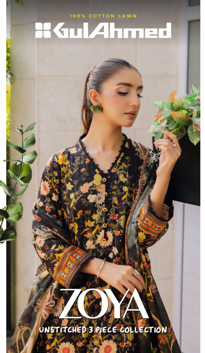 Gul Ahmed Original Unstitched Lawn 3-Piece Suit by Sohaib I.