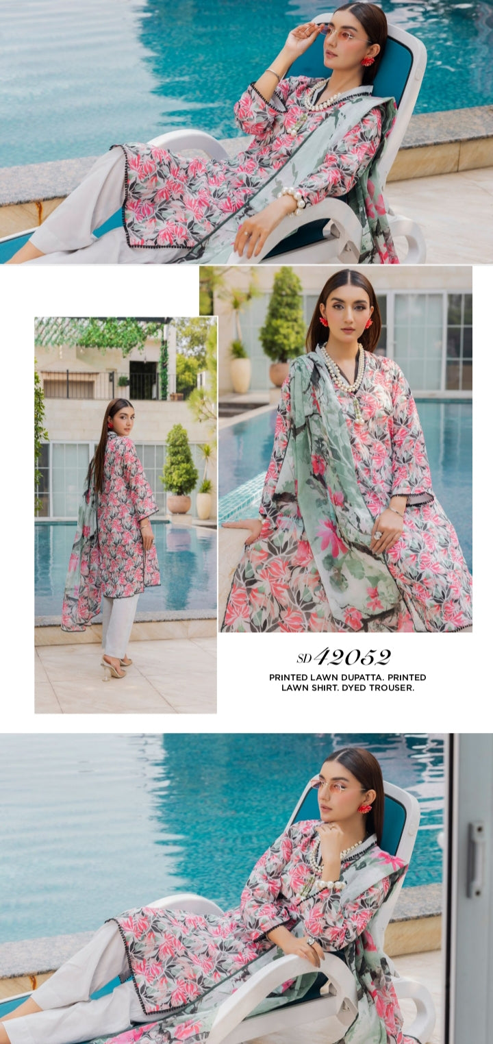 Gul Ahmed Original Unstitched Lawn 3-Piece Suit by Sohaib I.