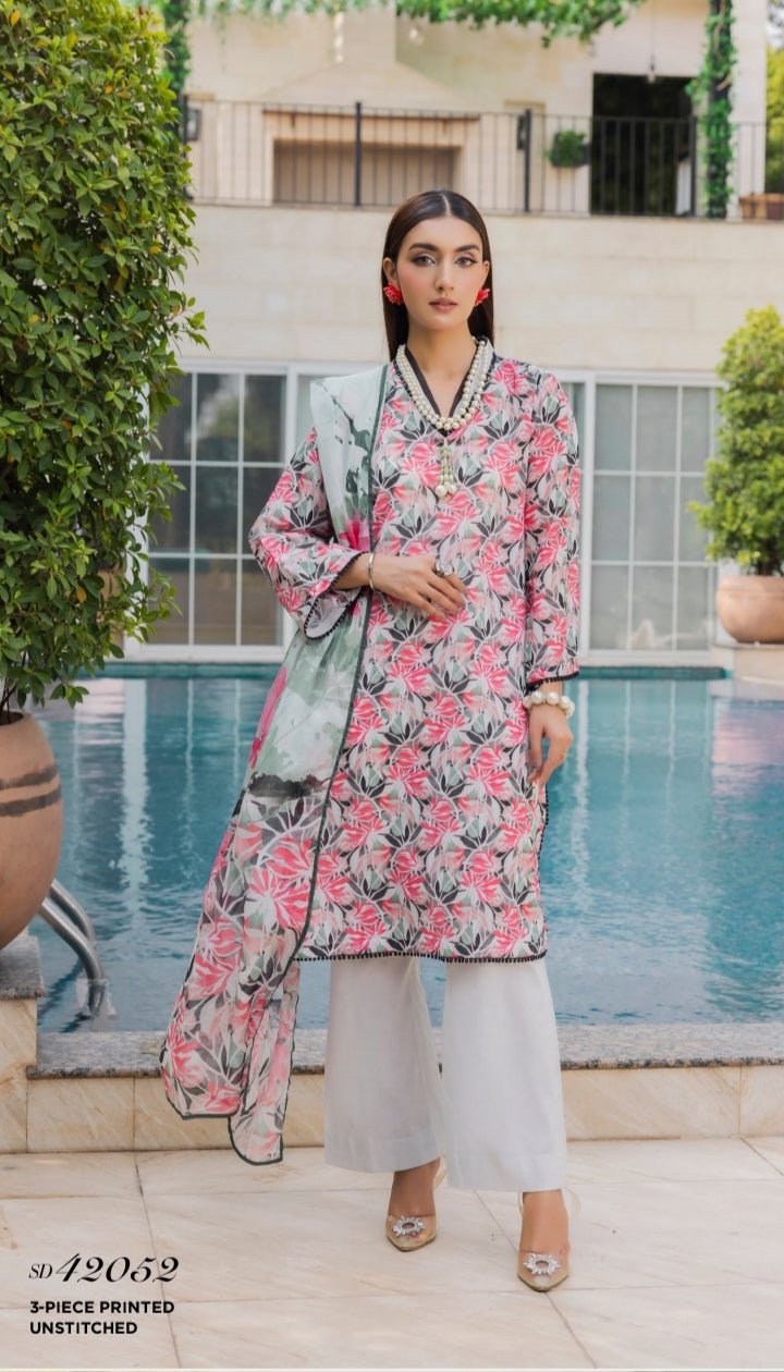 Gul Ahmed Original Unstitched Lawn 3-Piece Suit by Sohaib I.