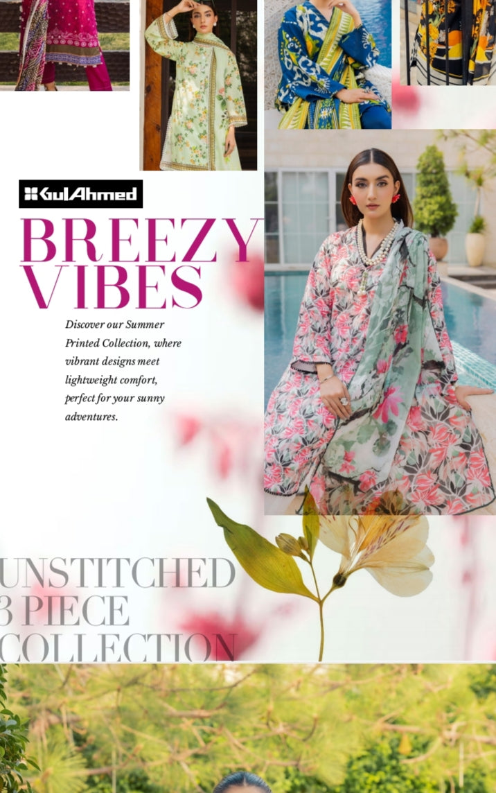 Gul Ahmed Original Unstitched Lawn 3-Piece Suit by Sohaib I.