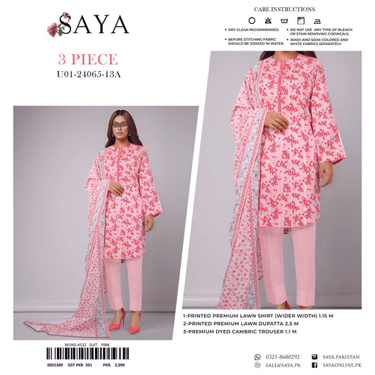 SAYA Original Unstitched Lawn 3-Piece Suit by Sohaib I.