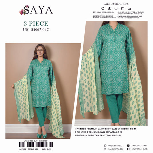 SAYA Original Unstitched Lawn 3-Piece Suit by Sohaib I.