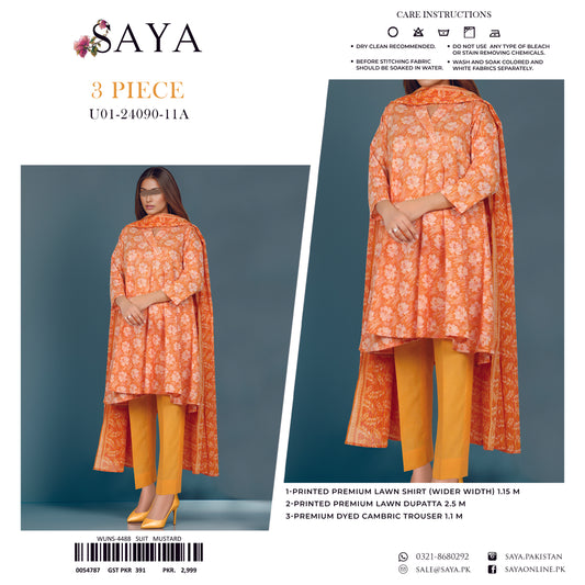 SAYA Original Unstitched Lawn 3-Piece Suit by Sohaib I.