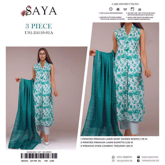 SAYA Original Unstitched Lawn 3-Piece Suit by Sohaib I.