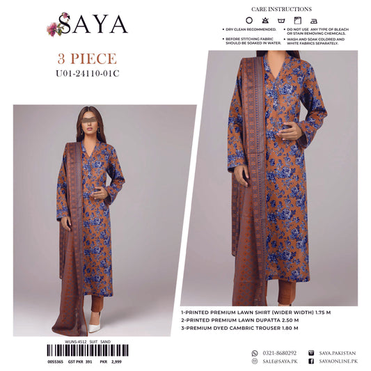 SAYA Original Unstitched Lawn 3-Piece Suit by Sohaib I.