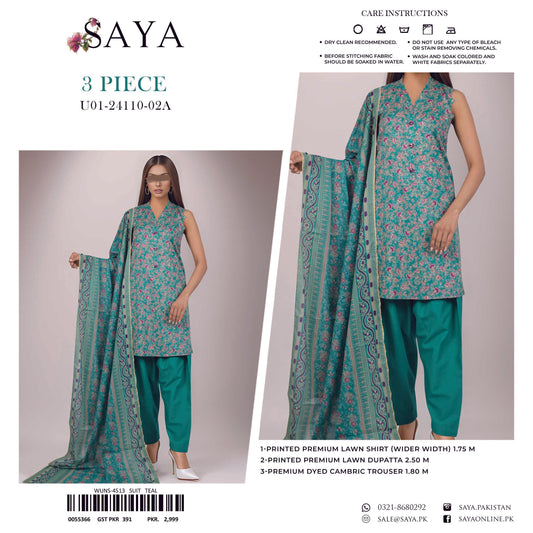 SAYA Original Unstitched Lawn 3-Piece Suit by Sohaib I.