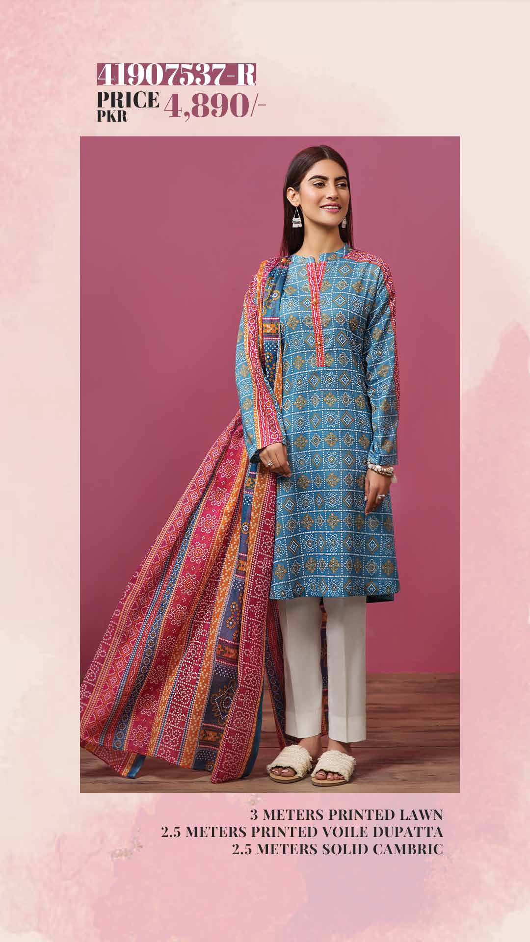 NISHAT Original Unstitched Lawn 3-Piece Suit by Sohaib I.