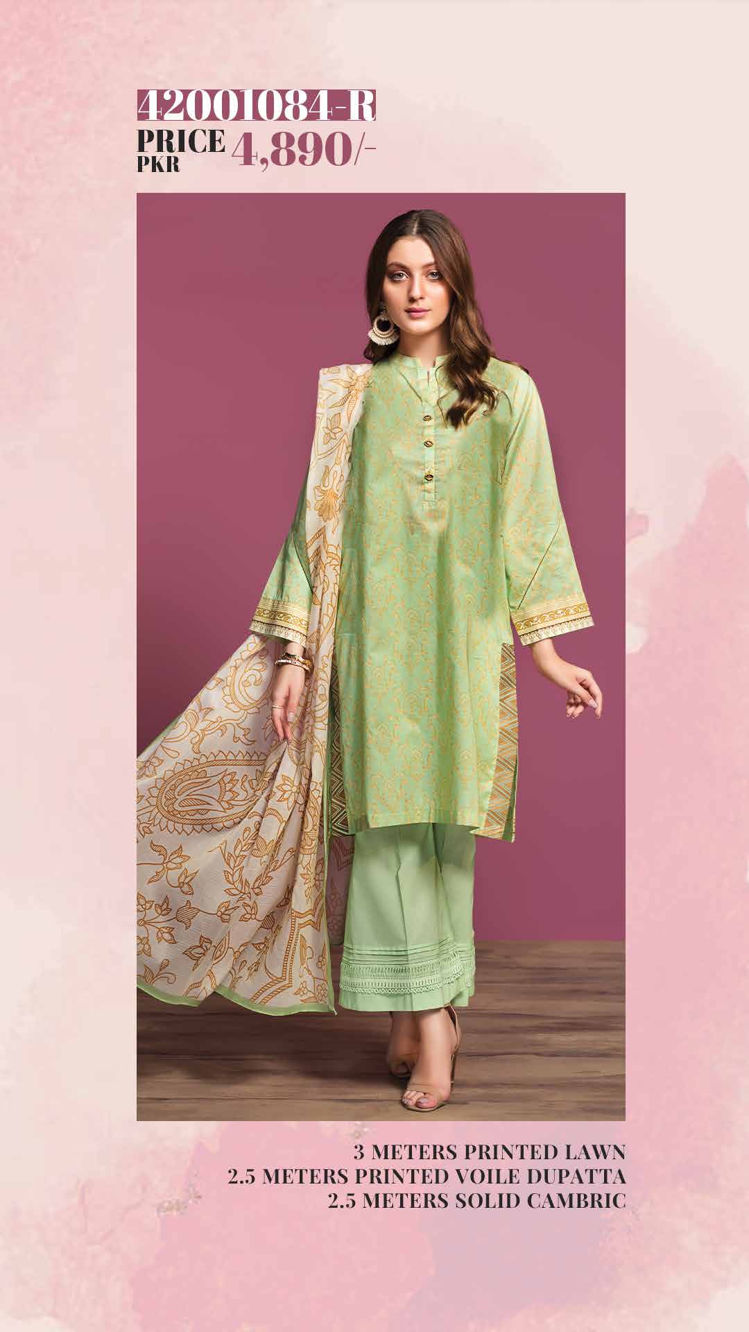 NISHAT Original Unstitched Lawn 3-Piece Suit by Sohaib I.