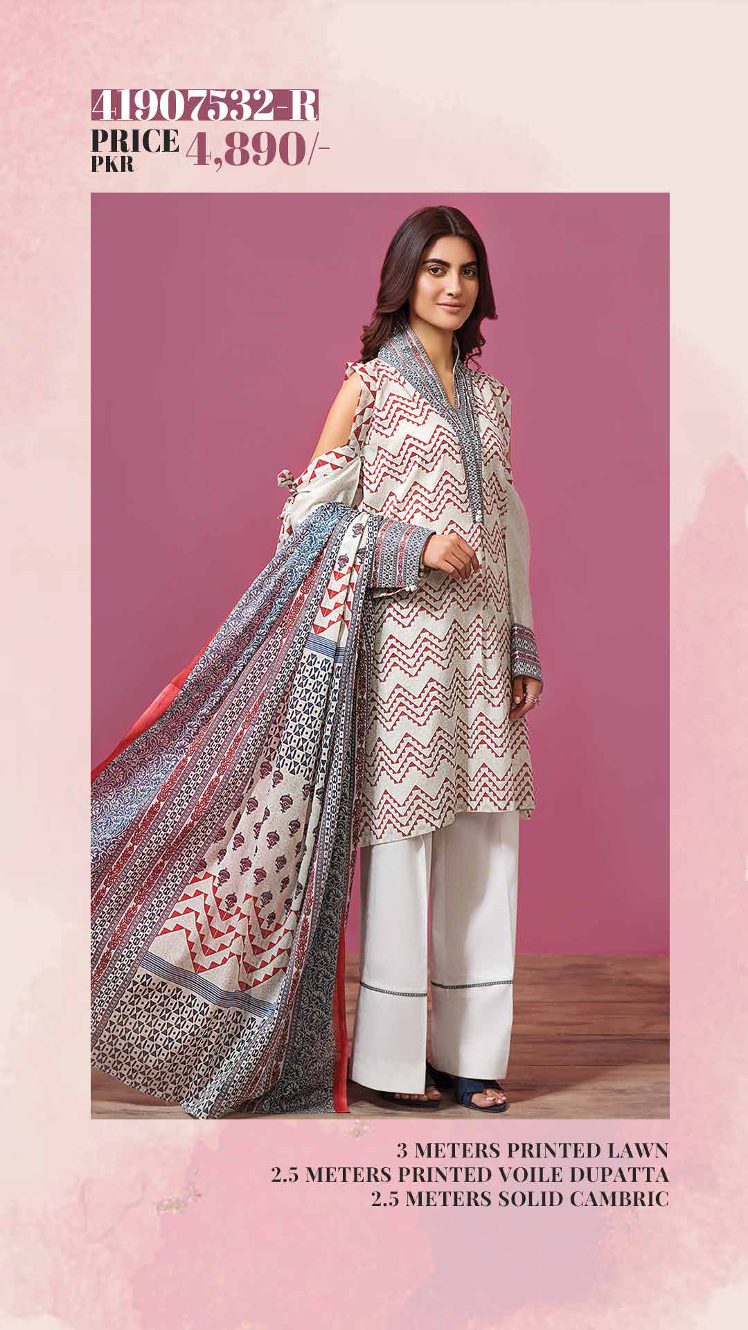 NISHAT Original Unstitched Lawn 3-Piece Suit by Sohaib I.