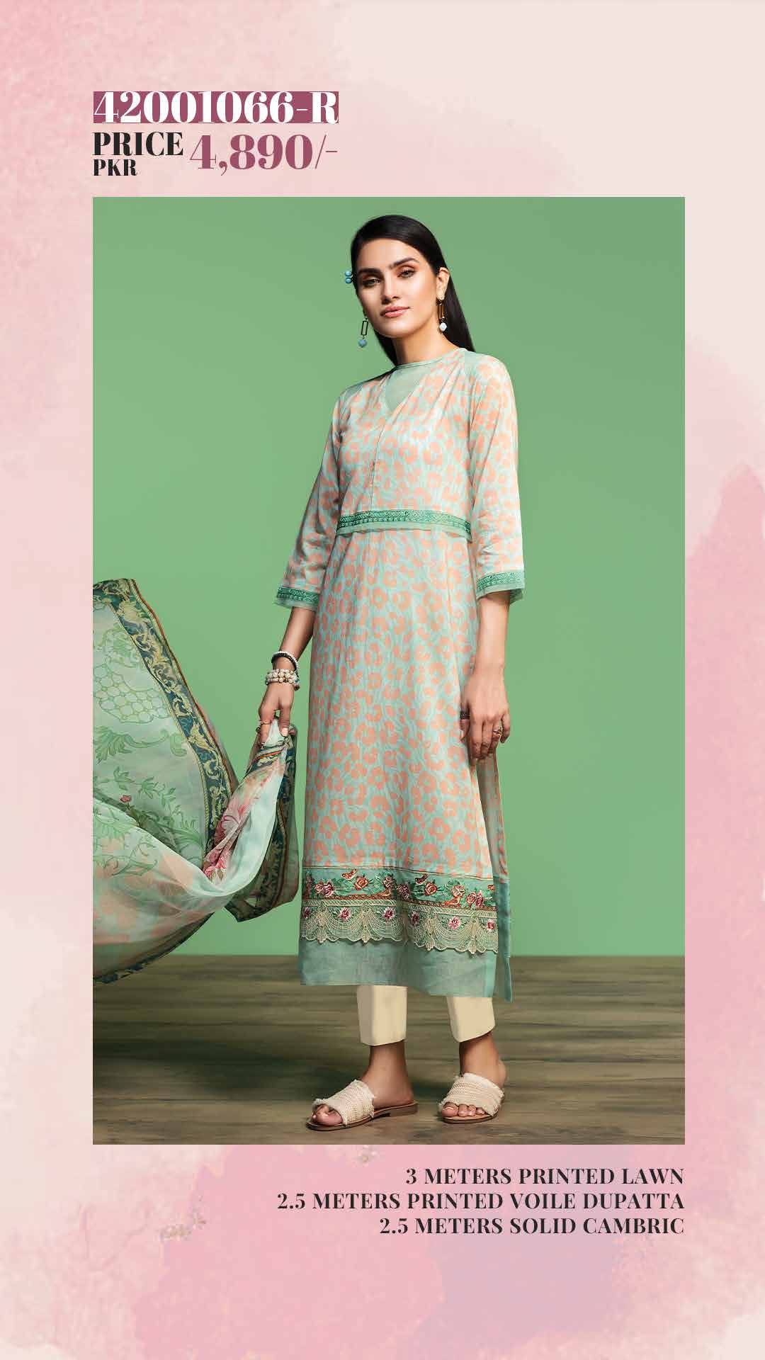 NISHAT Original Unstitched Lawn 3-Piece Suit by Sohaib I.