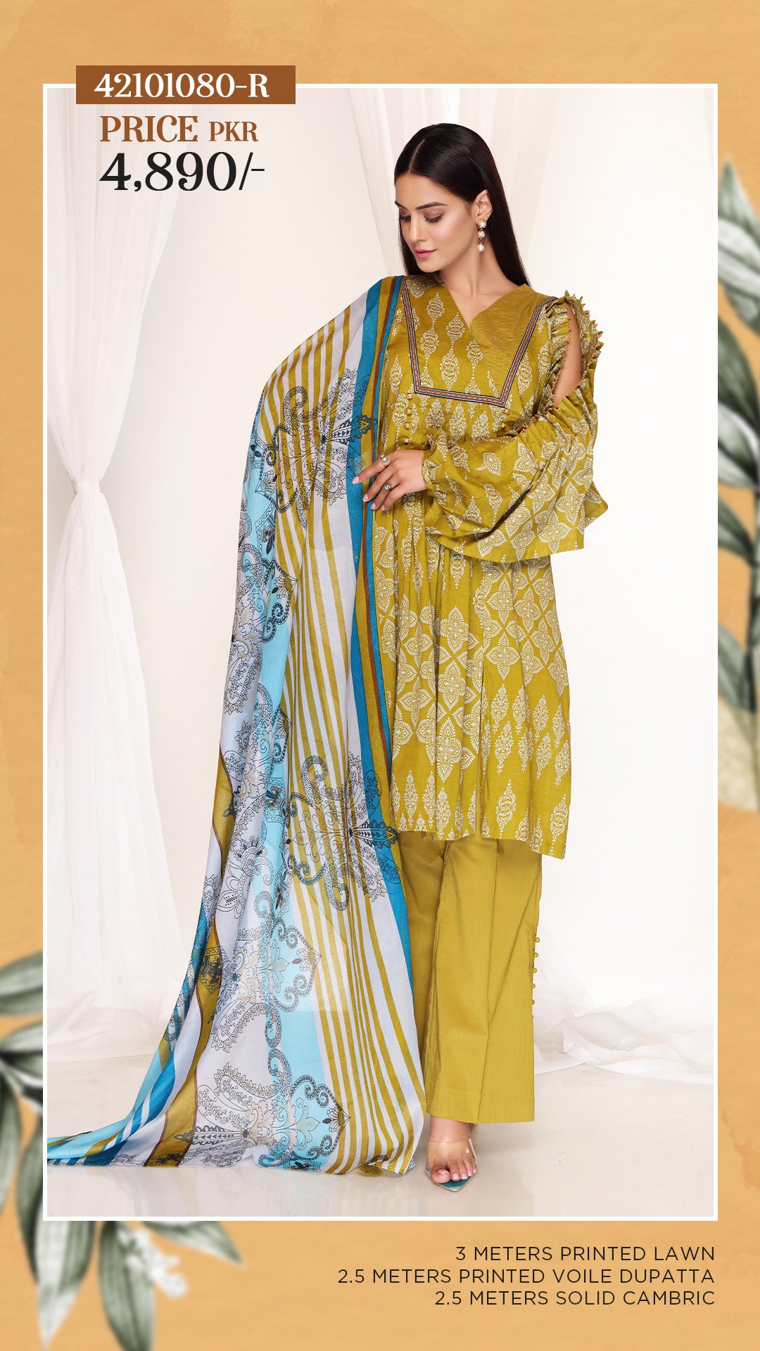 NISHAT Original Unstitched Lawn 3-Piece Suit by Sohaib I.