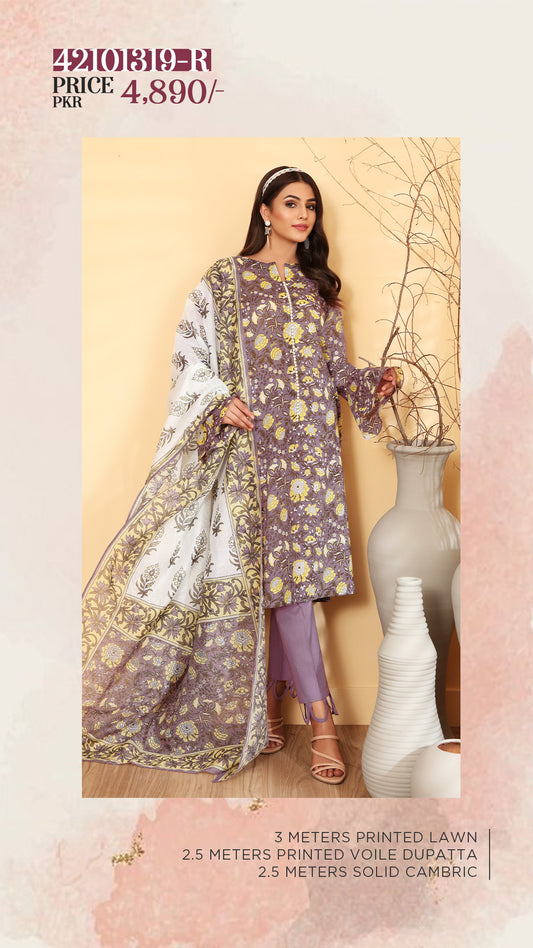 NISHAT Original Unstitched Lawn 3-Piece Suit by Sohaib I.