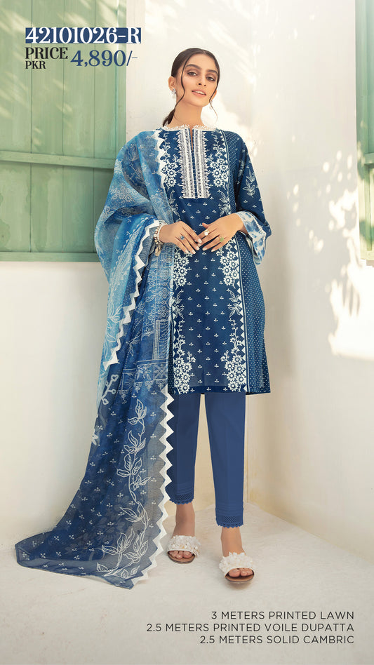 NISHAT Original Unstitched Lawn 3-Piece Suit by Sohaib I.