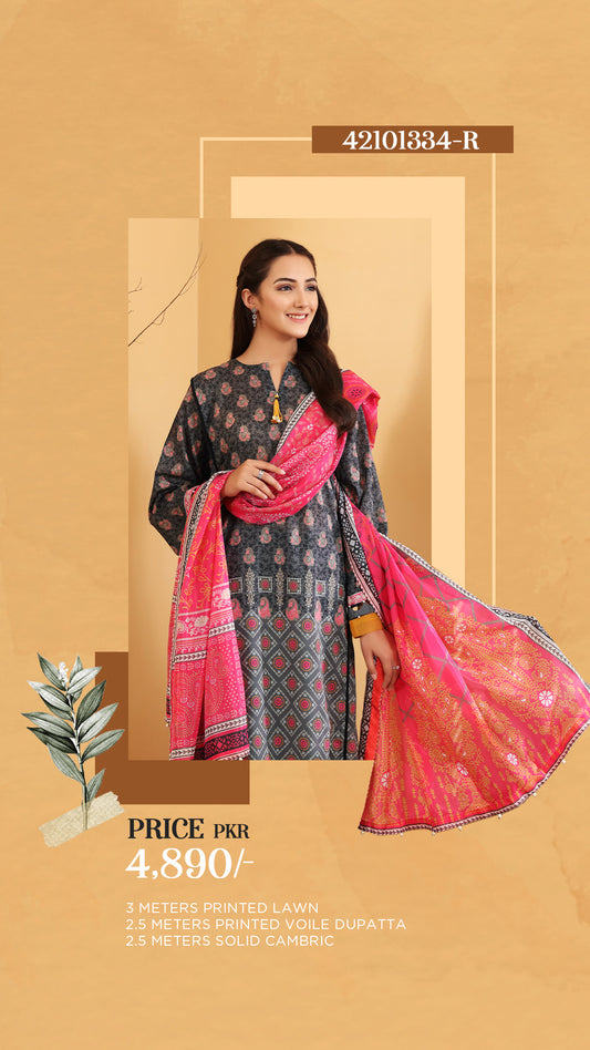 NISHAT Original Unstitched Lawn 3-Piece Suit by Sohaib I.