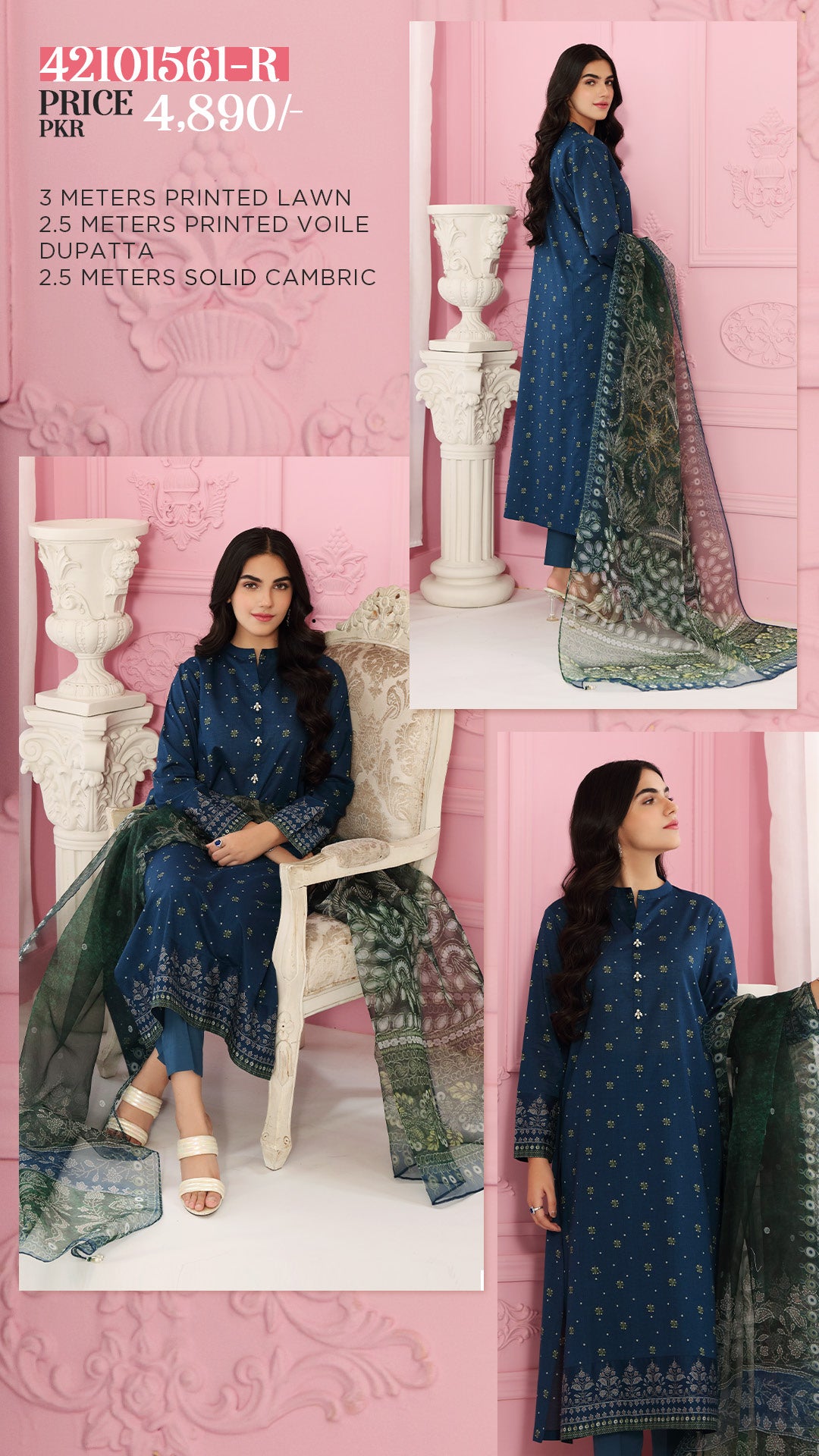 NISHAT Original Unstitched Lawn 3-Piece Suit Sohaib I.