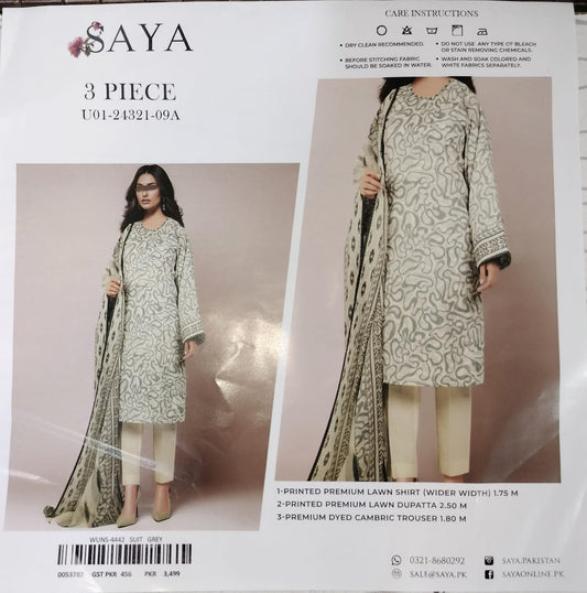 SAYA Original Unstitched Lawn 3-Piece Suit by Sohaib I.