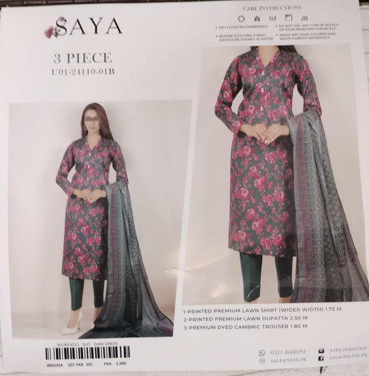 SAYA Original Unstitched Lawn 3-Piece Suit by Sohaib I.