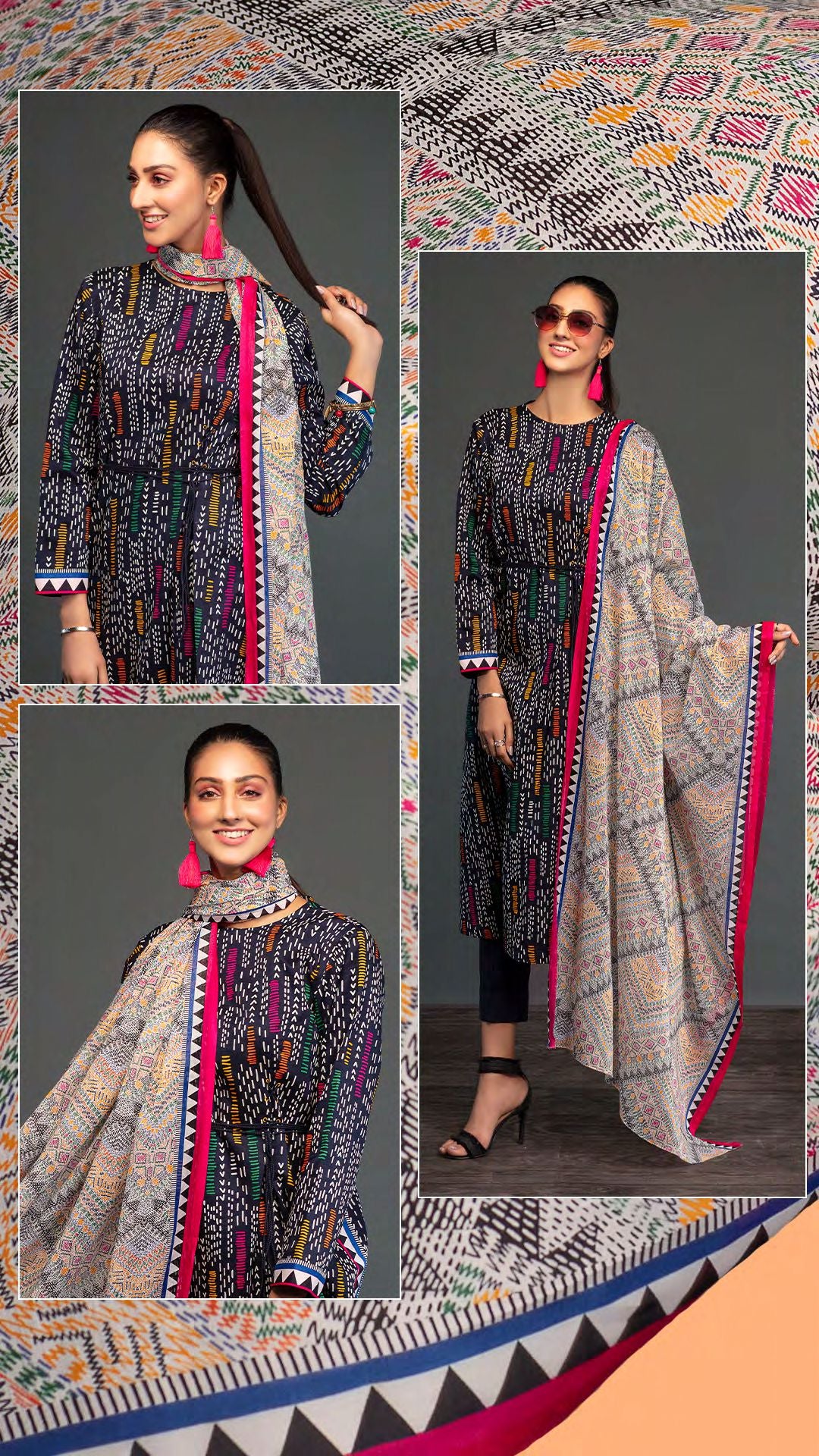 NISHAT Original Unstitched Lawn 3-Piece Suit by Sohaib I.