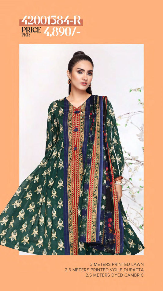 NISHAT Original Unstitched Lawn 3-Piece Suit by Sohaib I.