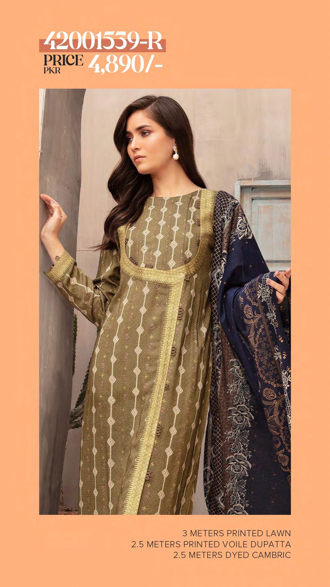 NISHAT Original Unstitched Lawn 3-Piece Suit By Sohaib I.