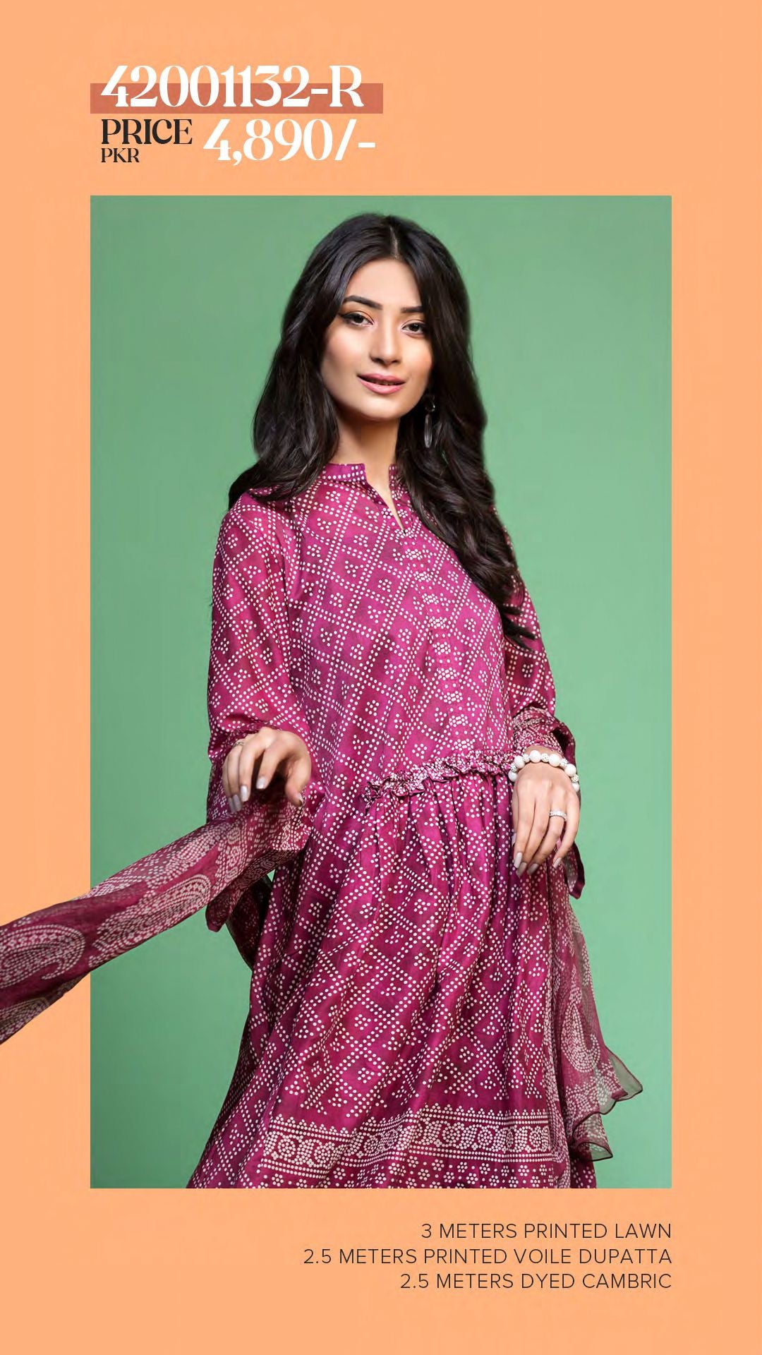 NISHAT Original Unstitched Lawn 3-Piece Suit by Sohaib I.