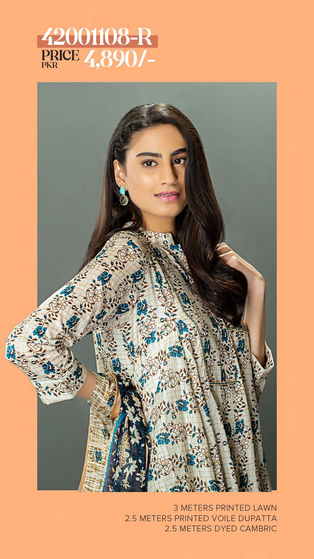 NISHAT Original Unstitched Lawn 3-Piece Suit by Sohaib I.