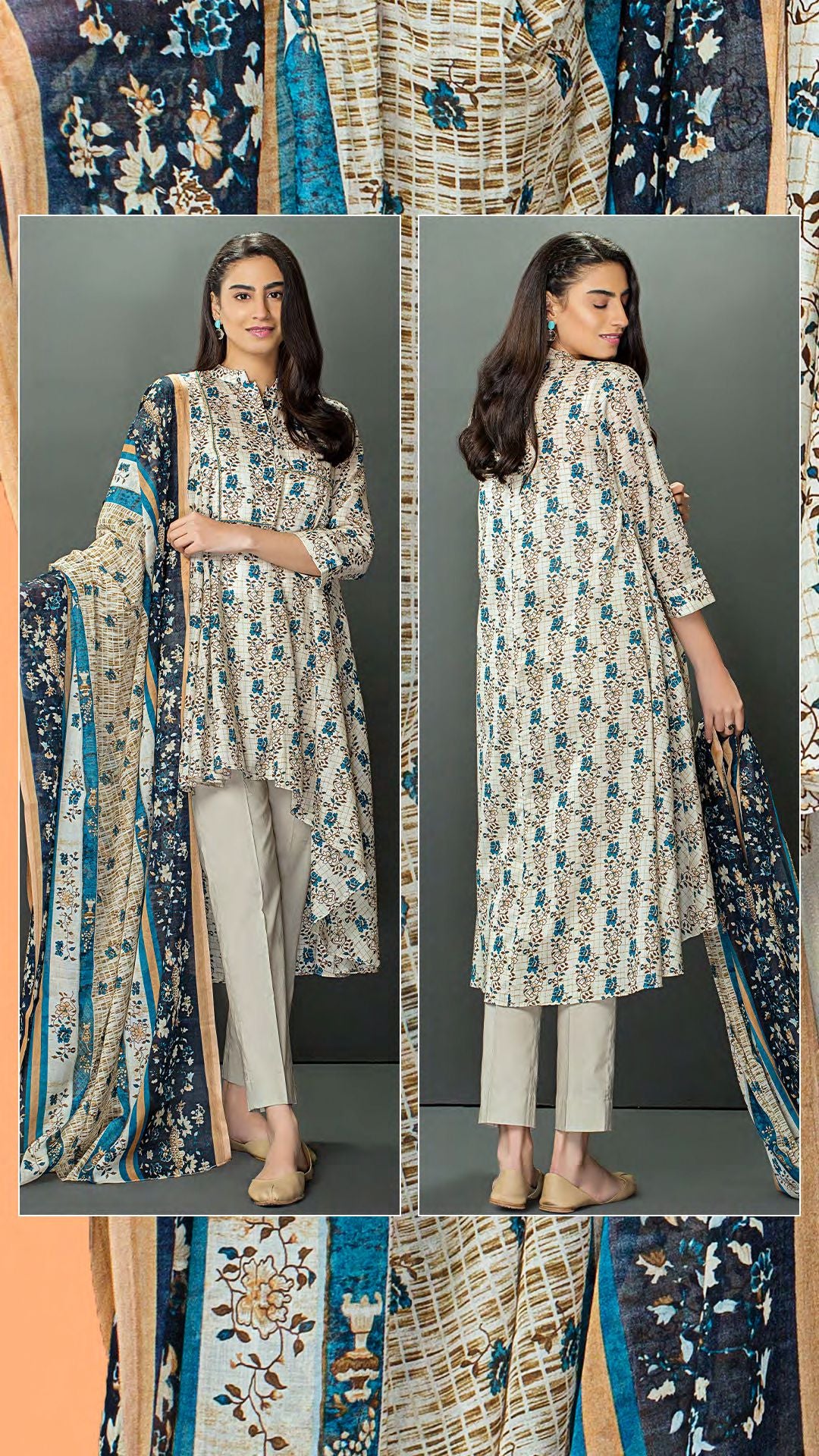 NISHAT Original Unstitched Lawn 3-Piece Suit by Sohaib I.