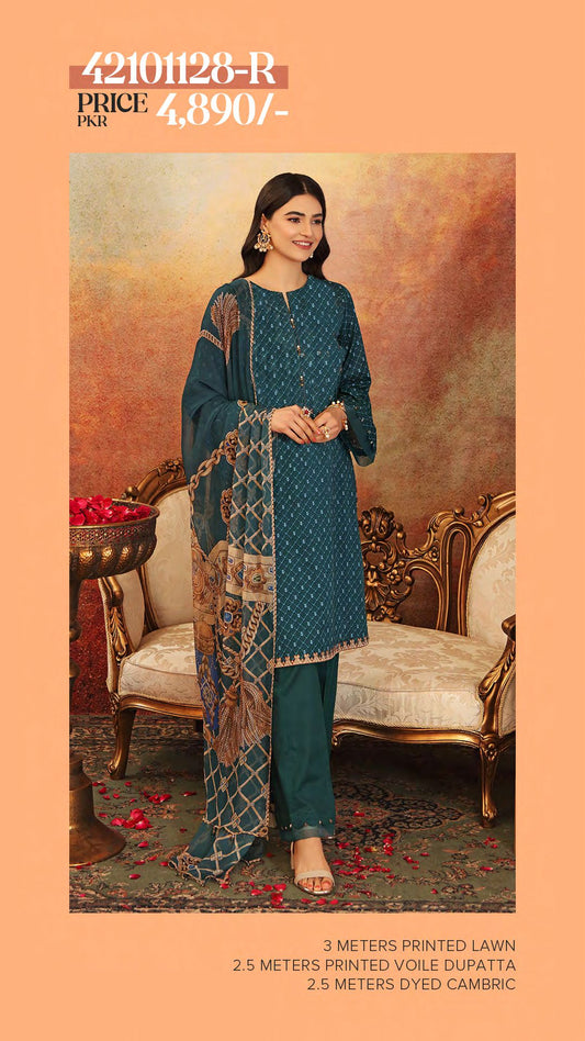 NISHAT Original Unstitched Lawn 3-Piece Suit by Sohaib I.